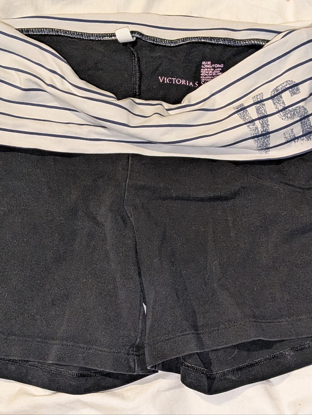 Victoria's Secret Cream and Navy Striped Lounge Shorts